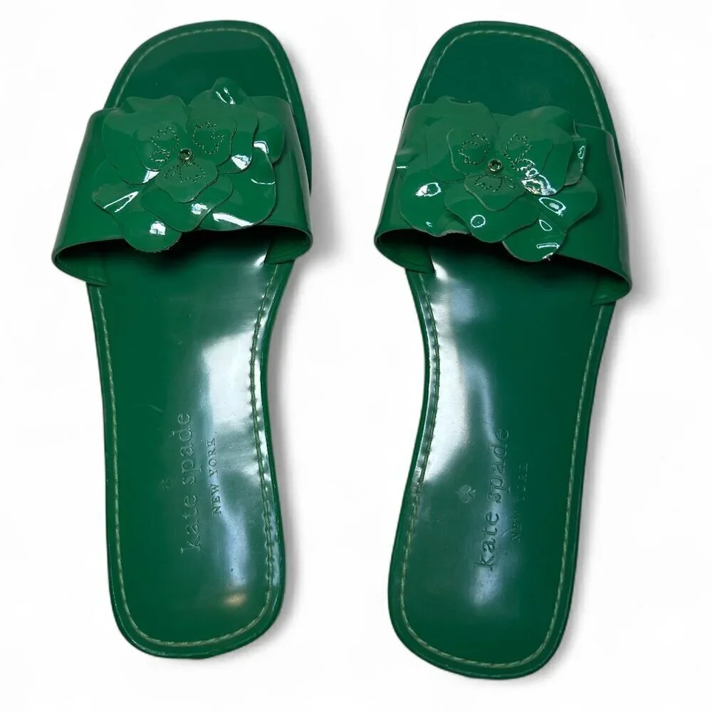 KATE SPADE Santana Slide Sandal, Green Bean, Size 7, NWOB - Picture 5 of 13
